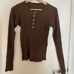 Brandy Melville Brown Ribbed Knit Top